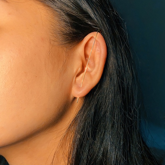 🔵𝟲𝟱%𝗢𝗙𝗙 𝗯𝘂𝗻𝗱𝗹𝗲𝘀 𝟯+🔵 NEW Simple Minimalist Ear Hook Crawler Earring - Picture 6 of 12